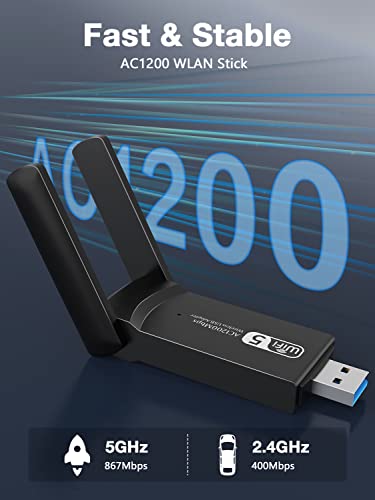 ElecMoga USB-wifi-adapter, 1200 Mbps, wifi-dongle, draadloze dual-band, 2.4G/5G, USB 3.0, wifi-stick, mini-netwerkkaart… - Image 3