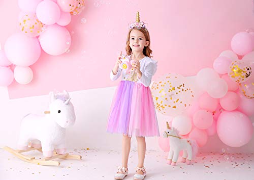 DXTON Girls Toddler Tutu Dresses Winter Long Sleeve Tulle for Party Casual Outfits 2-12T3