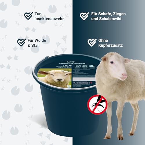 PANTO Mineralleckeimer InsektProtekt L921 Le 20kg – Leckschale für Schafe & Ziegen, Leckstein ohne Kupfer mit Selen, Zink & Knoblauch