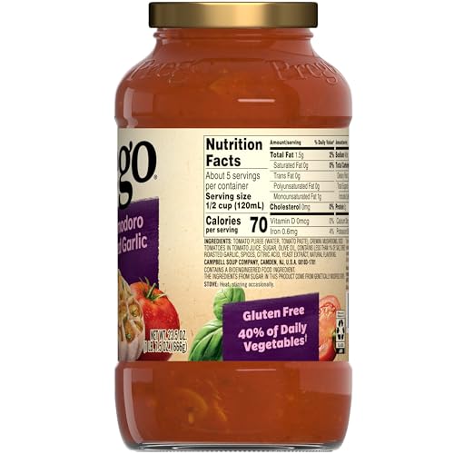 Image of Prego Cremini Pomodoro With Roasted Garlic Pasta Sauce, 23.5 OZ Jar (Pack of 6)