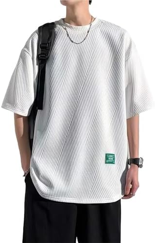 （16:30時点） [Yanzn] Tシャツ メンズ 夏服 半袖 丸首 無地 大きいサイズ おしゃれ 柔らかい 涼しい 軽い 薄手 かっこいい 快適 人気 無地 トレンド ゆったり 速乾性-white-XL