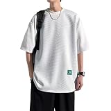 [Yanzn] Tシャツ メンズ 夏服 半袖 丸首 無地 大きいサイズ おしゃれ 柔らかい 涼しい 軽い 薄手 かっこいい 快適 人気 無地 トレンド ゆったり 速乾性-white-M