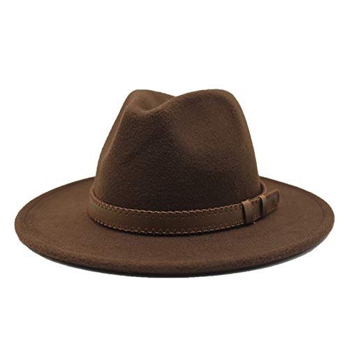Winte Mens Jazz Fedora Hat Wool Khaki Jazz Hats Female National Casual