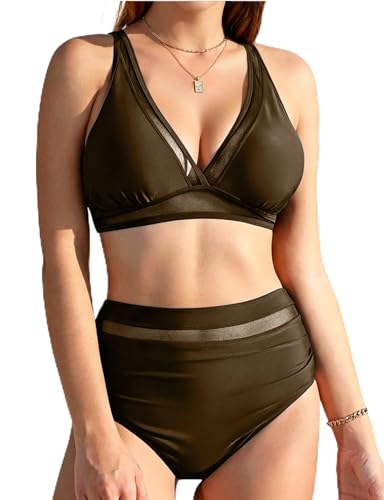 Bikini taille haute anti-gonflement avec contrôle du ventre pour femme