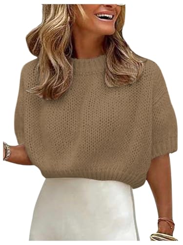 Image of GORGLITTER Women's Puff Short Sleeve Crop Cropped Sweaters Top Cute Outfits | Old Money Outfits Women, Date Night Outfit for Women, Going Out Tops Trendy, Knit Tops Sweater