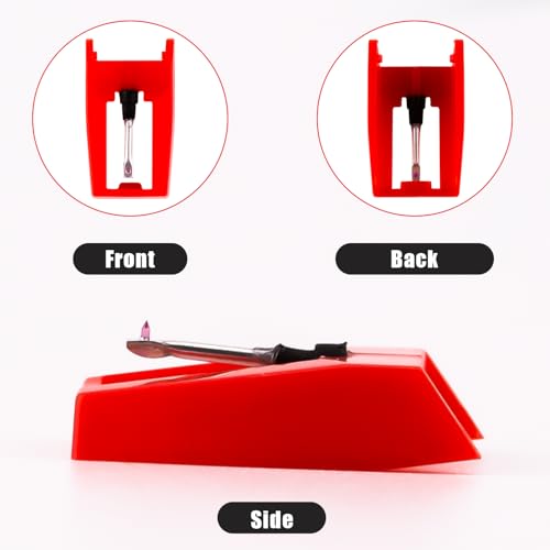 4stk Plattenspielernadeln, Plattenspieler-Ersatznadel Langlebige Plattenspieler-Stylus-Ersatzteile für Vinyl-Plattenspieler (Rot)