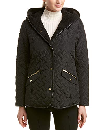 Cole Haan Women s Quilted Hooded Jacket, Black, Small