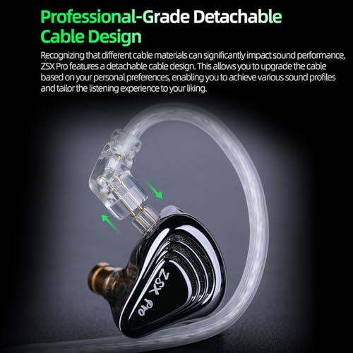 KZ ZSX Pro in-Ear Monitor, 5BA+1DD Hybrid Drivers Headphones, HiFi Bass Noise Isolation IEM, Clarity in All Frequency Stereo Sound Comfortable Earphones for Audio Engineers (Mic) - Thumbnail 7