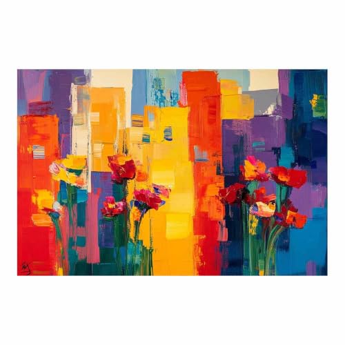Peinture paysage abstrait grand format pour habiller un grand mur blanc vide