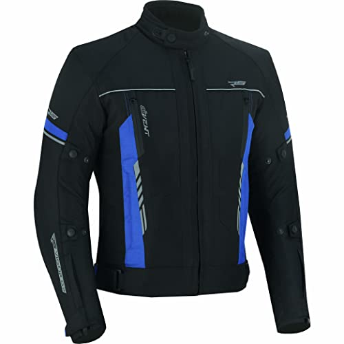 RS Motosports All Season Racing Motorbike Jacket for Men Water Proof & Breathable Motorcycle Jacket with Textile Fabric (US, Alpha, X-Large, Regular, Regular, Blue)