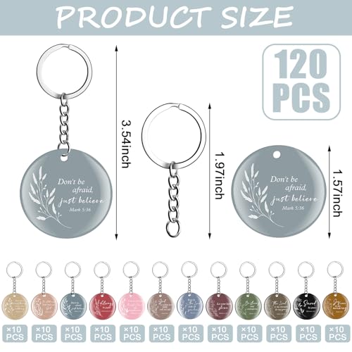Image of Janmercy 120 Pcs Acrylic Christian Keychain Bulk Floral Bible Verse Keychain Religious Scripture Jewelry Gifts for Women Men