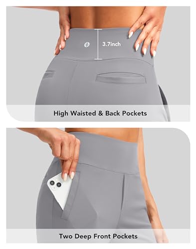 Image of SANTINY Women's 9 inch High Waisted Bermuda Shorts with 4 Pockets Knee Length Long Shorts for Women Workout Athletic Casual