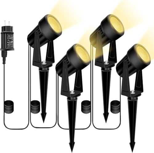 Bomcosy Gartenbeleuchtung, 14M/4er Set Gartenleuchte mit Erdspieß, DC...