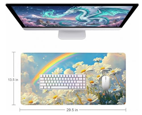 Mouse Pad Imperméable Grand Format et Accessoire Bureau Blanc Ordinateur