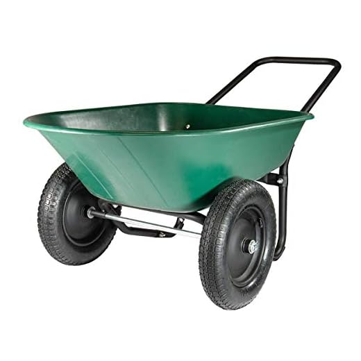 Marathon Yard Rover – 2 Tire Wheelbarrow Garden Cart - Green/Black