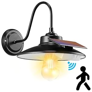 VEVOR Solar Barn Light, 3 Lighting Modes & Motion Sensor, Dusk to Dawn Outdoor Wall Sconces, Exterior Farmhouse Gooseneck Lights, Wall Mount, IP65 Waterproof for Outside Yard Street Garage Shed Patio