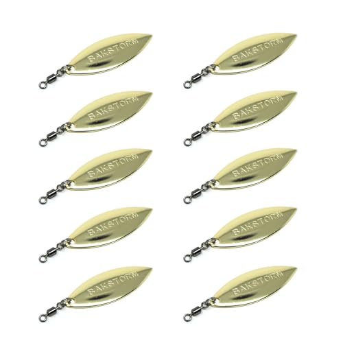 スイベル付き ブレード 小・中・大サイズ 10枚入り ツヤあり メタルジグ ルアー 釣り 釣具 サワラ ブリ 青物 釣り具 BAKSTORM バクスト (イエローゴールド, 小)のサムネイル