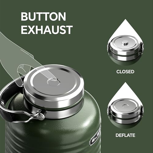 Image of IDEUS Insulated Beverage Dispenser, All-in-one for Camping Vacuum Double-Wall Stainless Steel Water Cooler Coffee Carafe Jug Leakproof Drink Container with Handle, Spigot & Stand (Green, 1,4gal)