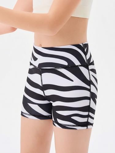 Image of Haloumoning Girls Athletic Shorts Kids High Waisted Yoga Dance Biker Shorts Comfy Gymnastics Shorts 5-14Y
