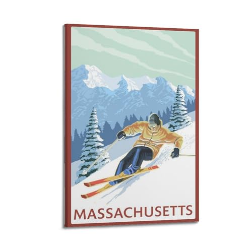 Poster de ski du Massachusetts vintage pour créer une ambiance chalet en chambre