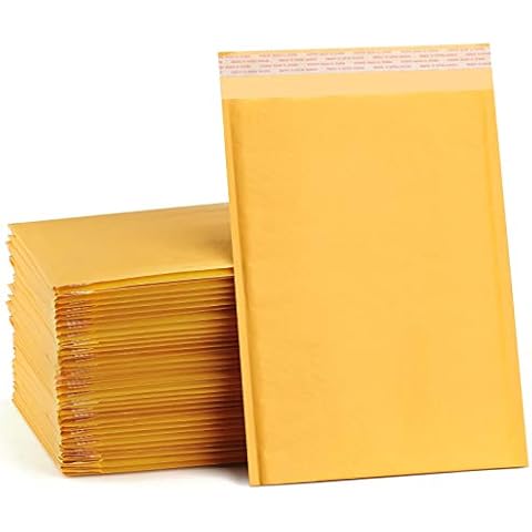 UCGOU Kraft Bubble Mailers 9.5x14.5 Inch 25 Pack Yellow Padded Envelopes #4 Large Mailing Packages Self Sealing Tear Resistant Boutique Bulk Mail Shipping Bags for Clothes Makeup Supplies Cover