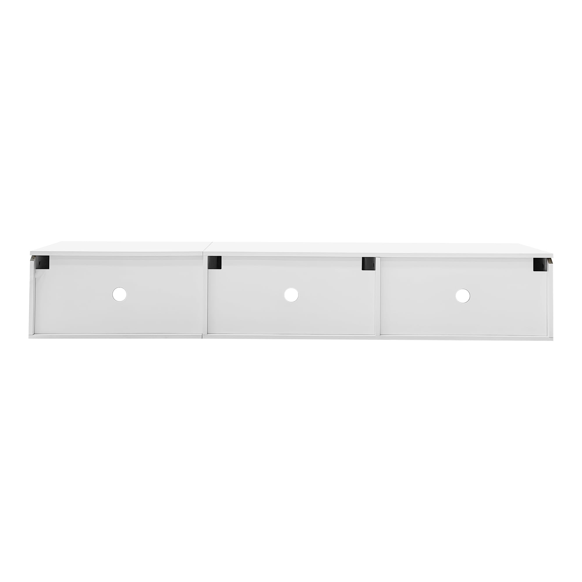 Meuble TV 180 cm de Long Surface Brillante avec éclairage LED Montage Mural pour Salon Salle à Manger Table TV lowboard Noir