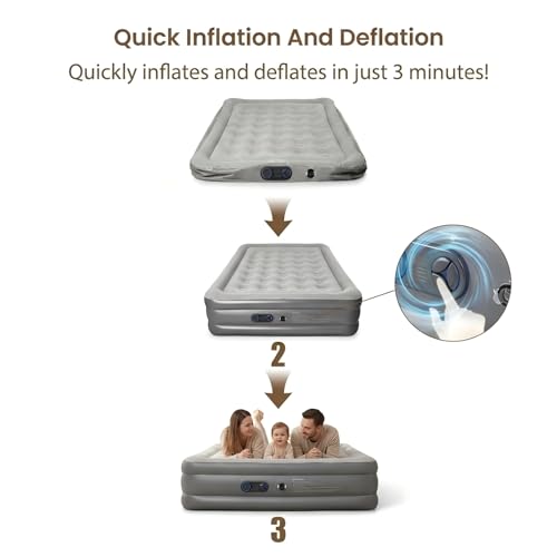 QQS Air Mattress Queen with Built in Pump, 18'' Raised Inflatable Bed, 660lb Support Blow Up Mattress, 3 Mins Quick Self-Inflating for Home, Guest & Camping by QQS - Used condition - Image 5