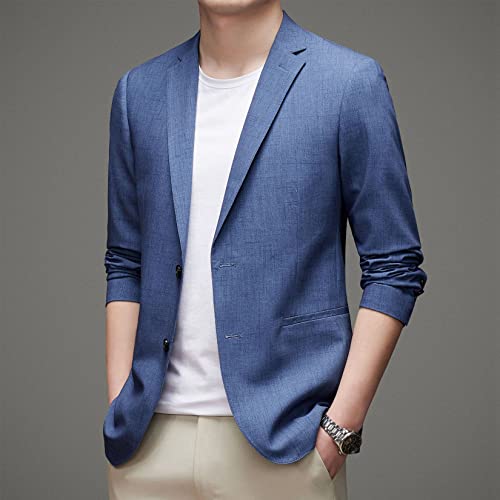 Casacos esportivos casuais masculinos, jaquetas leves de dois botões, blazer social, Azul, 3G