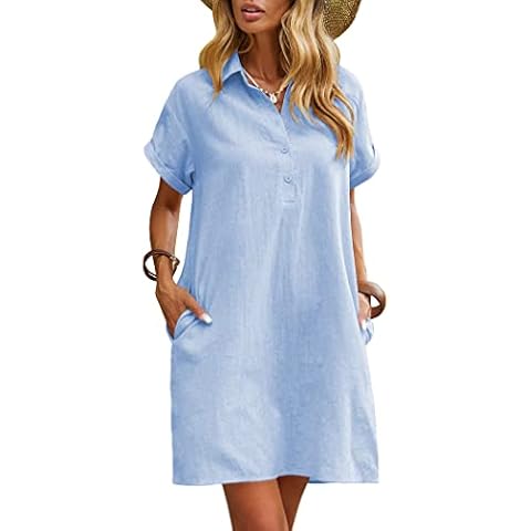 Zeagoo Women's Light Blue Summer Tunic Dress Cover