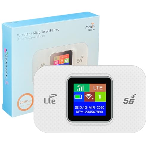 Router WiFi 4G/5G Portátil Ultraligero 14h Autonomía (3000mAh), WiFi para 10 Dispositivos, Compatible con Todos los Operadores, Seguridad WPA2, Ideal para Viajes y Teletrabajo