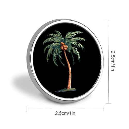 Coconut Palm Tree Round Badge Pin Brooches Metal Button Badges for Hats Jackets Shirts Decor