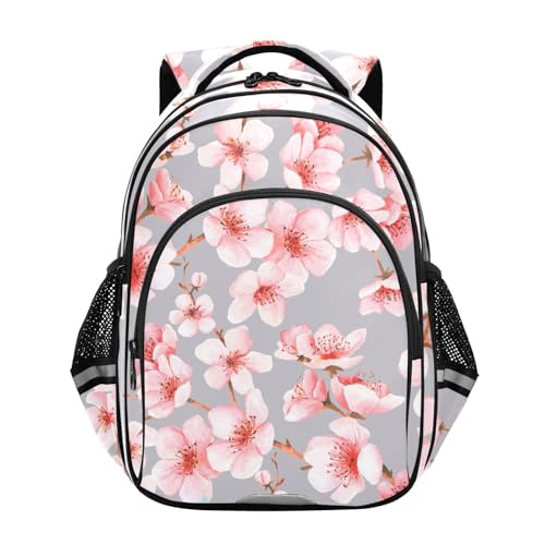 Sac à dos d'école motif floral rose cerisier M pour ordinateur portable 16,9 pouces