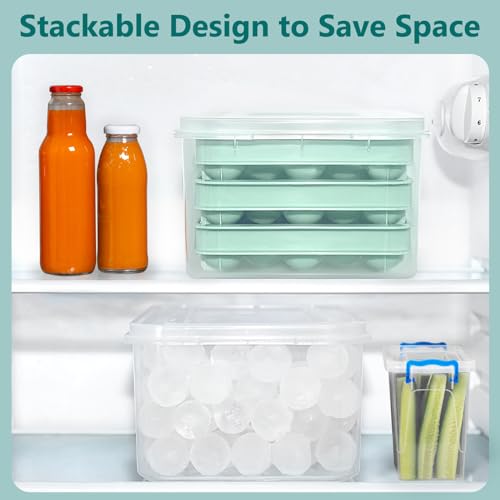 Image of Optish 3 Pack Ice Trays for Freezer, 99 PCS Ice Cube Tray with Lid and Bin, Round Ice Cube Trays for Freezer, Circle Ice Cube Tray for Chilling Drinks (1 inch, Green)