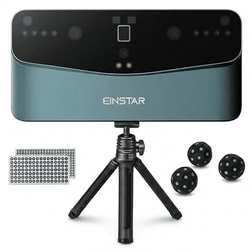 Einstar Vega 3D Scanner with Marker Helpers, Tripod, Wireless All-in-One Design, VCSEL/MEMS Projector Technology, Smooth 3D Scanning Small to Large Object, Powerful 8-core 2.4 GHZ CPU, 48MP RGB Camera