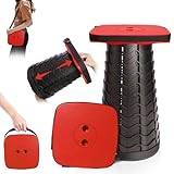 Deer's Life Square Portable Folding Stool, Upgrade Full Color Collapsible Stools for Adults Heavy Duty 485lbs Yet Small Lightweight Telescoping Retractable Camping Stool (Red, Square)