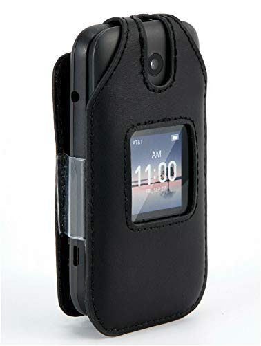 Alcatel SmartFlip Flip Phone Case, Wireless ProTECH Genuine Leather Case Swivel Belt Clip, for Alcatel SmartFlip Flip Phone