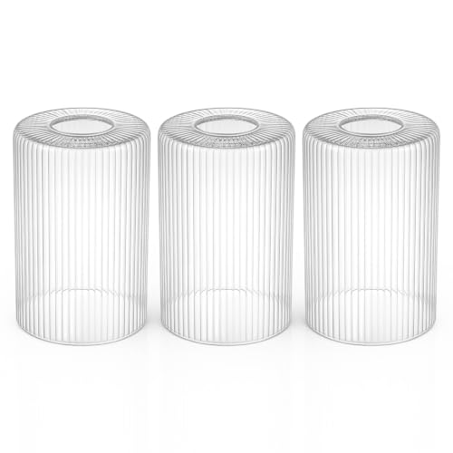Image of Teenyyou 6 Pack Clear Ribbed Glass Lamp Shade 1-5 /8 inch (1.65 inch) Fitter