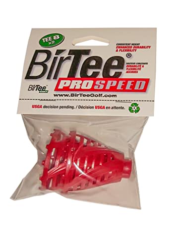 BirTee Pro Golf Tees - Size #8 (2") Individual Size Pack - 2 Tees Per Pack. Winter/Mat/Simulator Tees (Red)