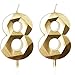 Gold 88. Geburtstagskerzen, 88. Geburtstagsdekorationen für Frauen und Männlich, 3D-Zahl-88-Kerze für Kuchen, Goldene Kuchendekorationen für Geburtstagsfeiern und Hochzeiten Zubehör