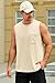 Runcati Mens Casual Tank Tops Waffle Knit Sleeveless Crewneck Shirt Summer Beach T Shirts Workout Muscle Tee Khaki