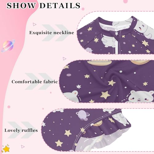 Kawaii Space Cat Girls Long Sleeve Swimsuit UPF 50+ Rashguard Swimwear One Piece Bathing Suit for 3-12 212172273