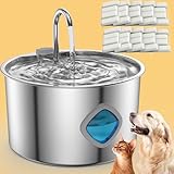 Pawstream Water Fountain for Dogs/Cats — 12 Month Filter Supply/Super Silent Pump/Healthy Living Water,108 Oz Paw Stream Water Fountain with 100% Stainless Steel,Pawstream Fountain (A, 2 Filter)