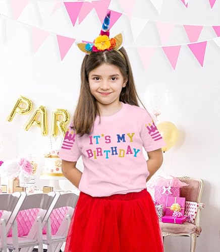 Birthday Shirts for Girls Sparkling Graphic Tees Cute Baby Girl Birthday Party Tops Summer Casual Short Sleeve Outfits2