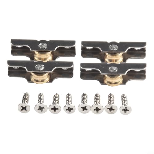 Lot de 4 poulies de porte coulissante en acier inoxydable avec vis, rainure et roue plate, antirouille (roue rainurée)