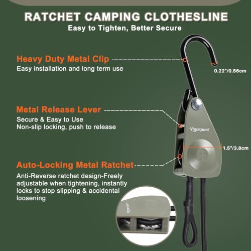 Vigorport Retractable Travel Clothesline, Heavy Duty Pulley Clothes Line - image 2