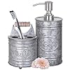 Autumn Alley Rustic Bathroom Accessories Set Farmhouse Bathroom Soap Dispenser and Toothbrush Holder Set Western Bathroom Accessories Farmhouse Decor for Bathroom Countertop Galvanized Grey