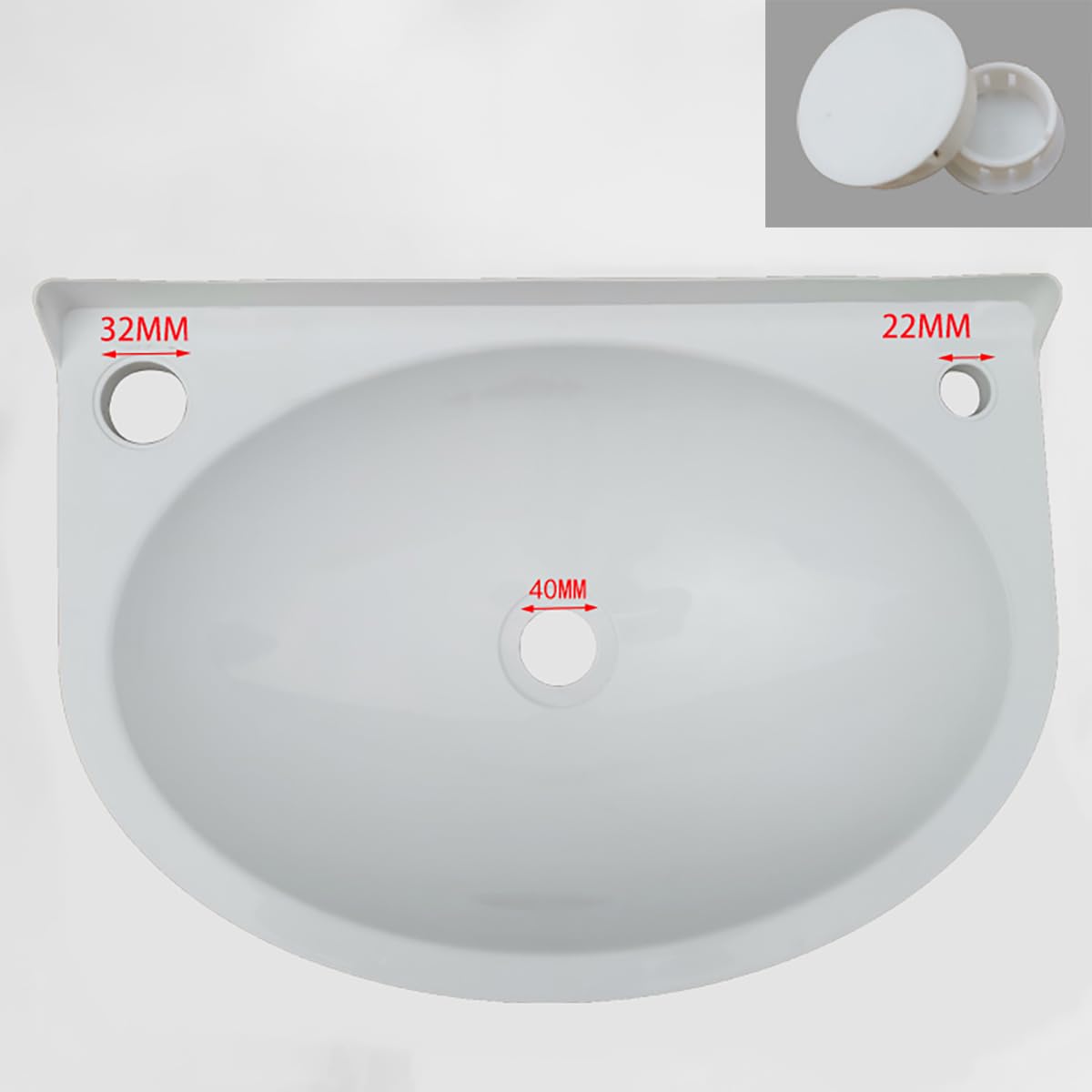 Lavello Ovale, 40x28x14cm Lavatoio Lavapanni Monoblocco in Resina PP | Lavello Angolare da Bagno per Interno e Esterno Lavanderia Garage Bagno Guardaroba WC Bianco Rubinetto A