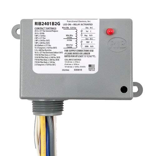 Enclosed Relay 20 Amp DPDT with 24 Vac/dc/120 Vac Coil