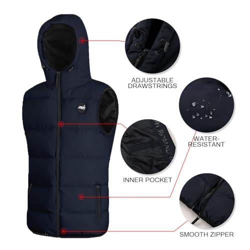 Image of MADHERO Men's Puffer Vest with Hood Water-Resistant Puffy Vests Outerwear Sleeveless Jacket