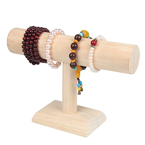 Chezmax Necklace Jewelry Display Jewelry Stand Hovering T-Bar Bracelet Holder For Home Organization, Wood #TOP1